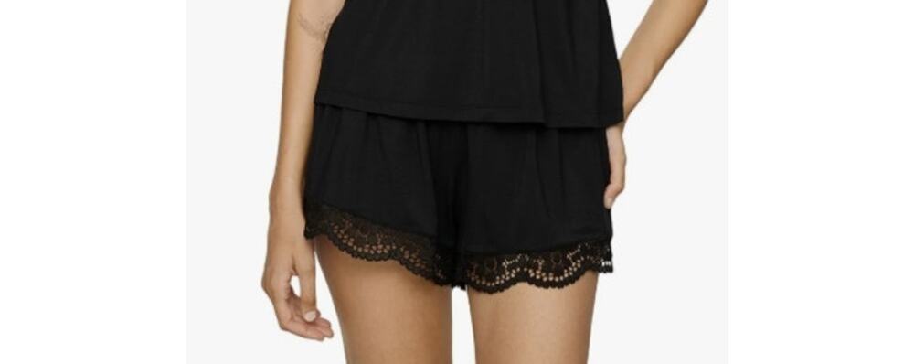 Eberjey Women's S Black Lace Trimmed Beatrix Pajama Loungewear Shorts B11-7